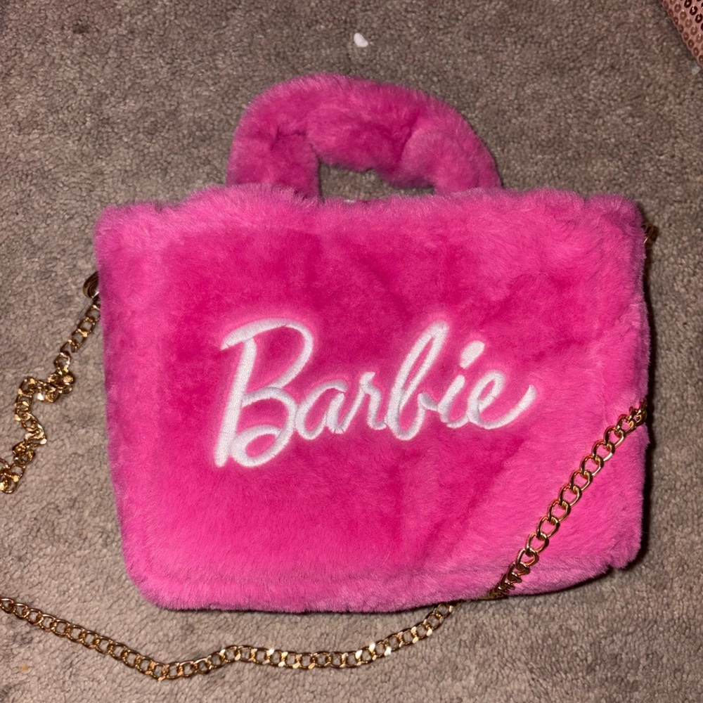 Barbie x Skinny Dip London Fuzzy Purse with Gold Chain | NWT
